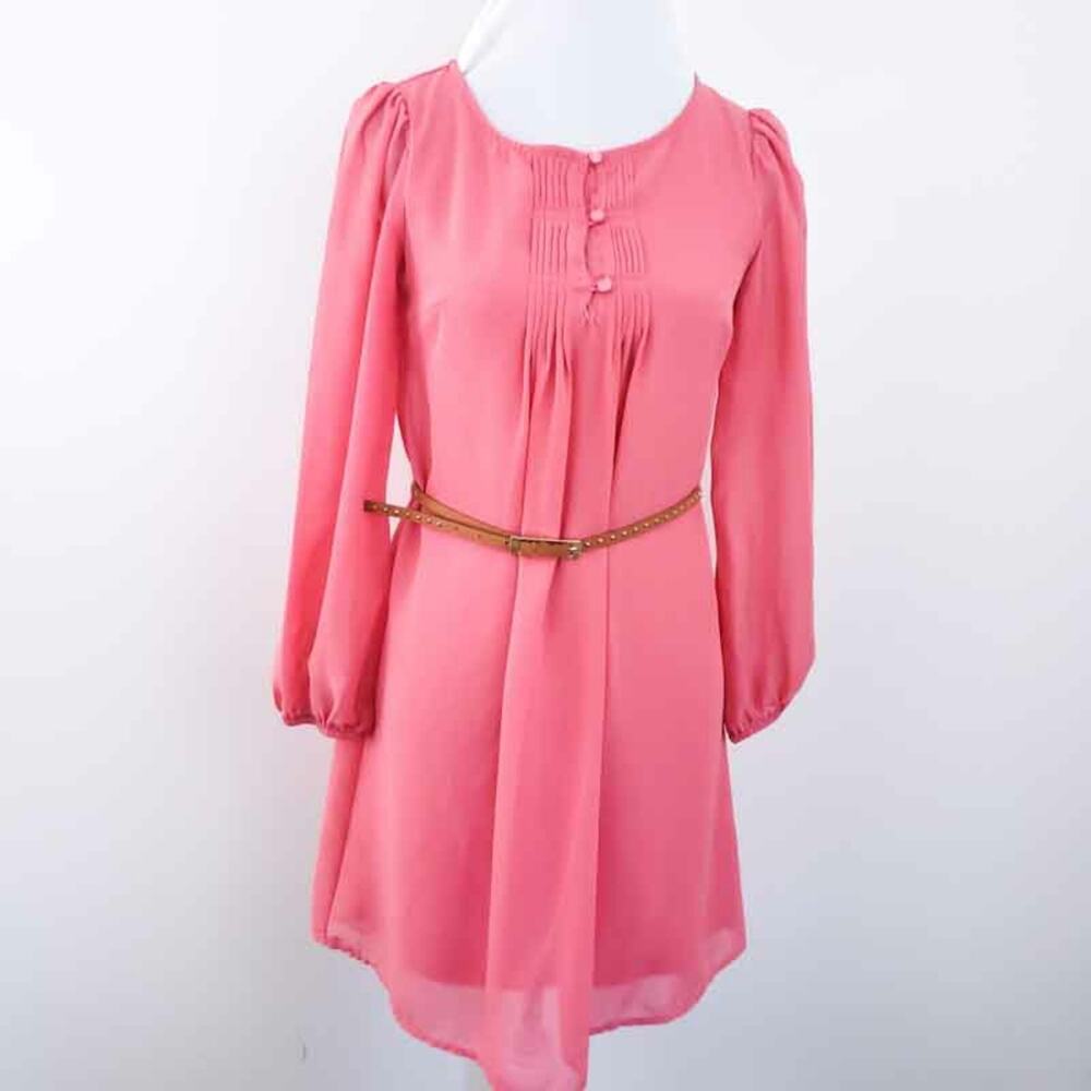 Xhiliration Pink Tunic Top Belted Boho Bohemian Small Women